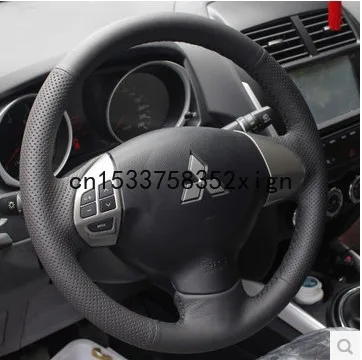 DIY custom hand-sewn leather steering wheel cover For Mitsubishi ASX lancer Outlander car interior modification