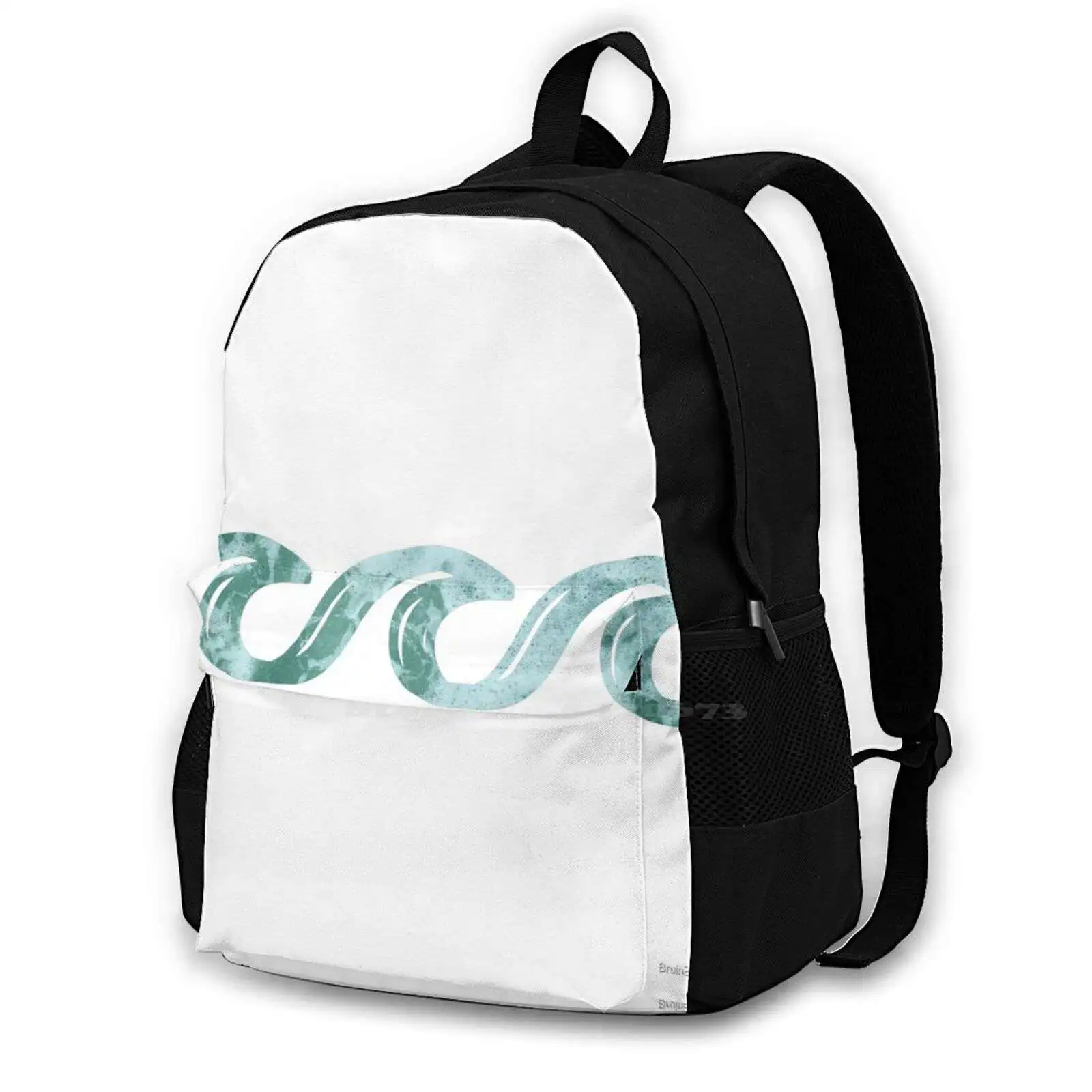 Ocean Waves Large Capacity School Backpack Laptop Travel Bags Ocean Wave Ocean Lover Love The Oceans Recycle Ecosystem Mind The