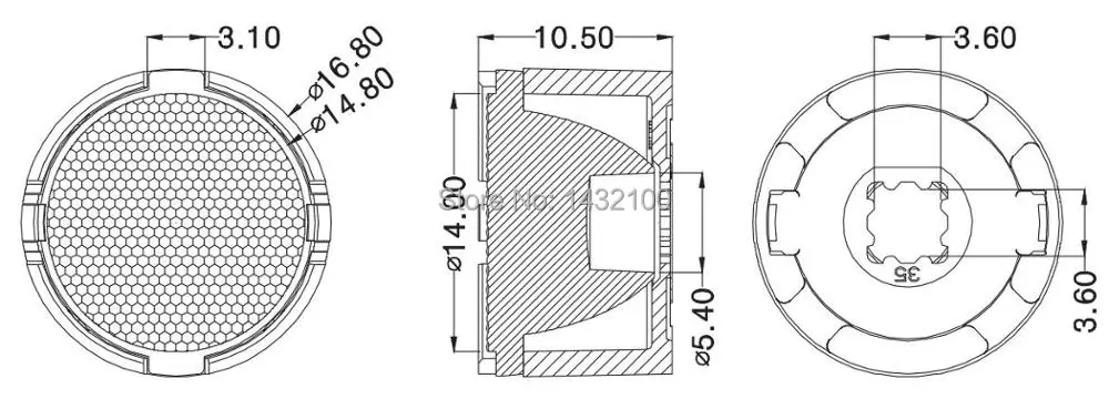 60degree-Diameter 16.8mm LED lens for CREE XPE|XTE,Luxeon T,SeoulZ5P LEDs(HX-15PH-60L)