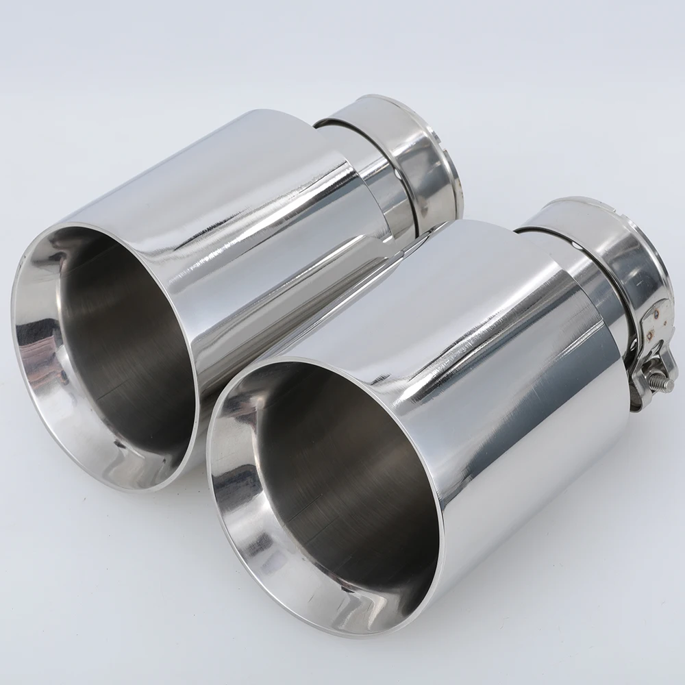 Car Universal Stainless Steel Exhaust Tip Silver Color Tail Pipe Tip Muffler for BMW BENZ Audi VW Golf Parts