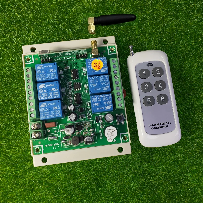 

DC 12V 24V 36V 6CH RF Wireless Remote Control Switch System 10A Relay Receiver + 6 Button Transmitter 315/433 MHz