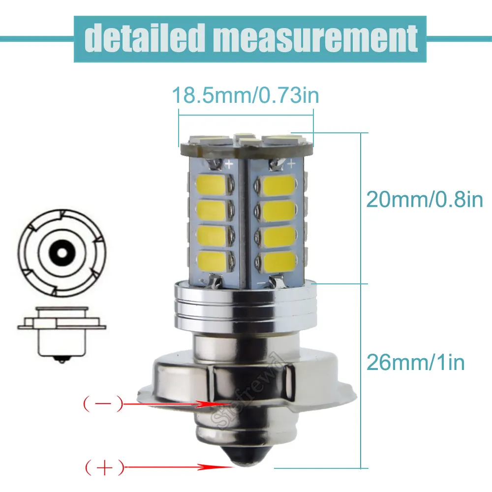 1Pcs LED Bulb P26S Lemon Yellow Light ATV Scooter Motorcycle Headlight Lamp 6V 12V DC Motor Moped Motorbike 5730 26SMD Headlamp