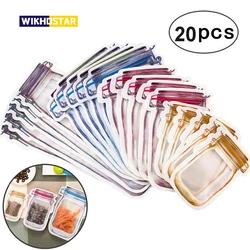 WIKHOSTAR Reusable Mason Jar Bottles Bags Food Storage Bags Nuts Candy Cookies Snack Zipper Sealed Bags Kitchen Organizer