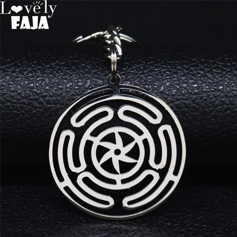Hekate-Rad Schlüsselanhänger aus Edelstahl Strophalos Hekate Magisches Symbol Logo Charm PIN Schlüsselanhänger Schmuck llaveros K3046S03 – Detail 4