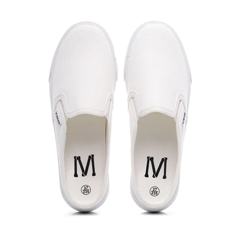 New Summer Trend Canvas Shoes Half Slippers Breathable casual flat shoes latex insole models women's shoes