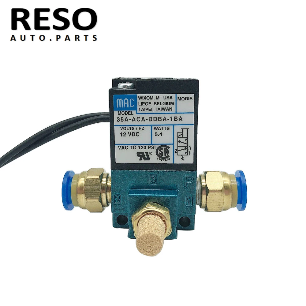 RESO--MAC Solenoid Valve MAC For Most ECU application   1/8'' 35A-ACA-DDBA-1BA DC12V 5.4W 3 Port  With Silencer 8mm connector