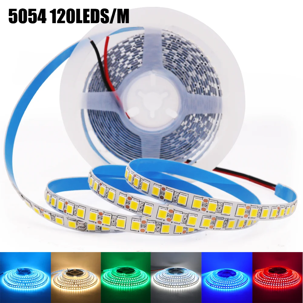 Tira de luces Led Flexible, cinta impermeable de 5M, 5050 RGB, 12V, 24V, 5054, 5630, 2835, Blanco cálido, azul, rojo y rosa