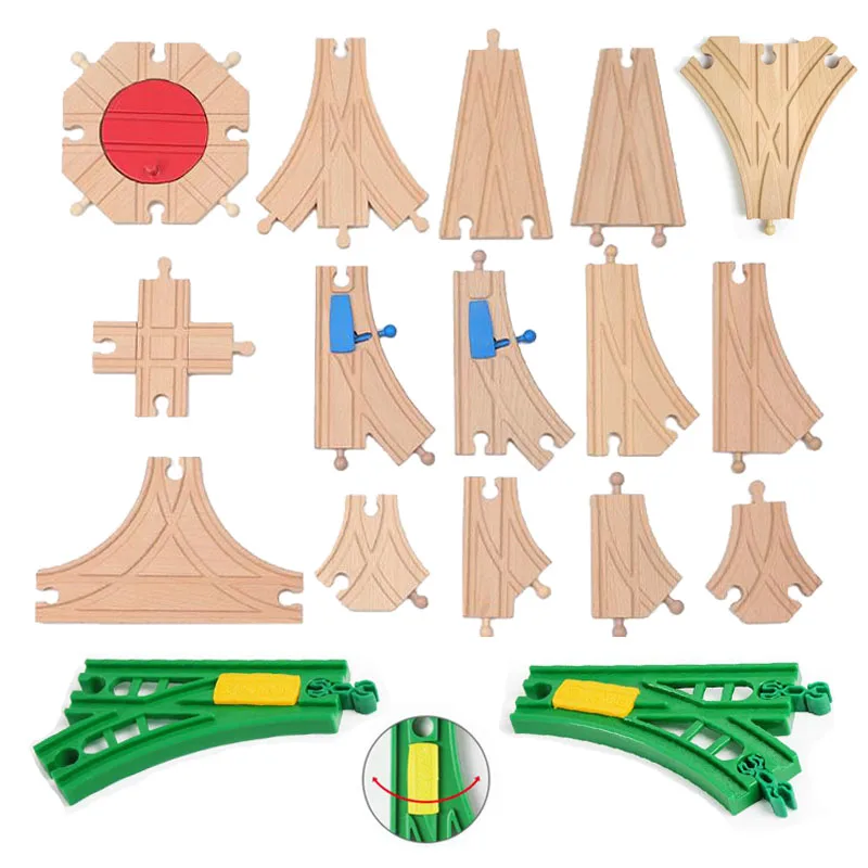 Wooden Track Accessories Beech Wooden Railway Train Track Toy Fit Biro All Brands Wood Tracks Toys for Children