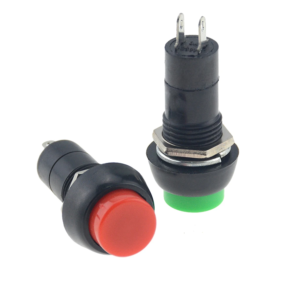 10pcs 2Pin Plastic 12mm Round Push Button PBS-11A Self Lock Latching PBS-11B Momentary Non-lock Switch 3A 150V