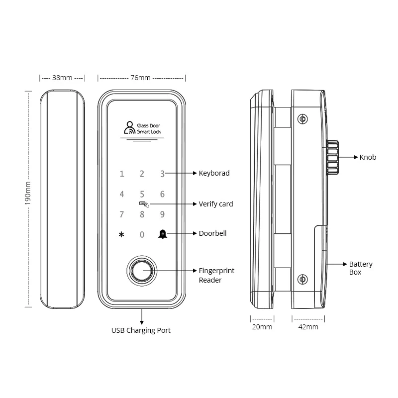 TTLOCK Remote Unlock Smart Lock For Glass Door Wooden Door Dynamic Code AutoLock Digital Fingerprint Door Lock For Office Hotel