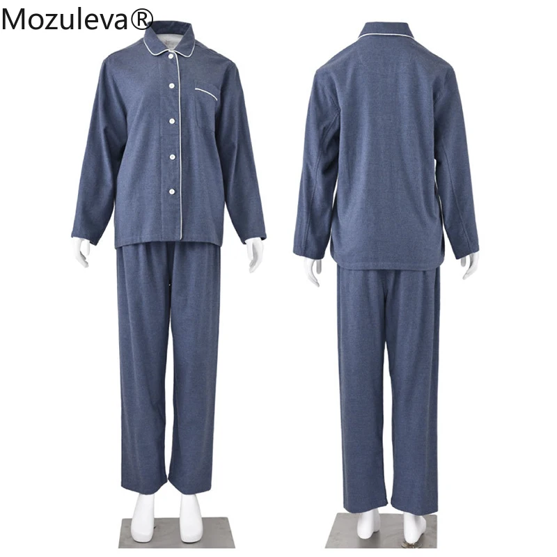 Mozuleva-Pijama de algodón 100% para hombre, ropa de dormir de 2 piezas, a cuadros, para el hogar, otoño