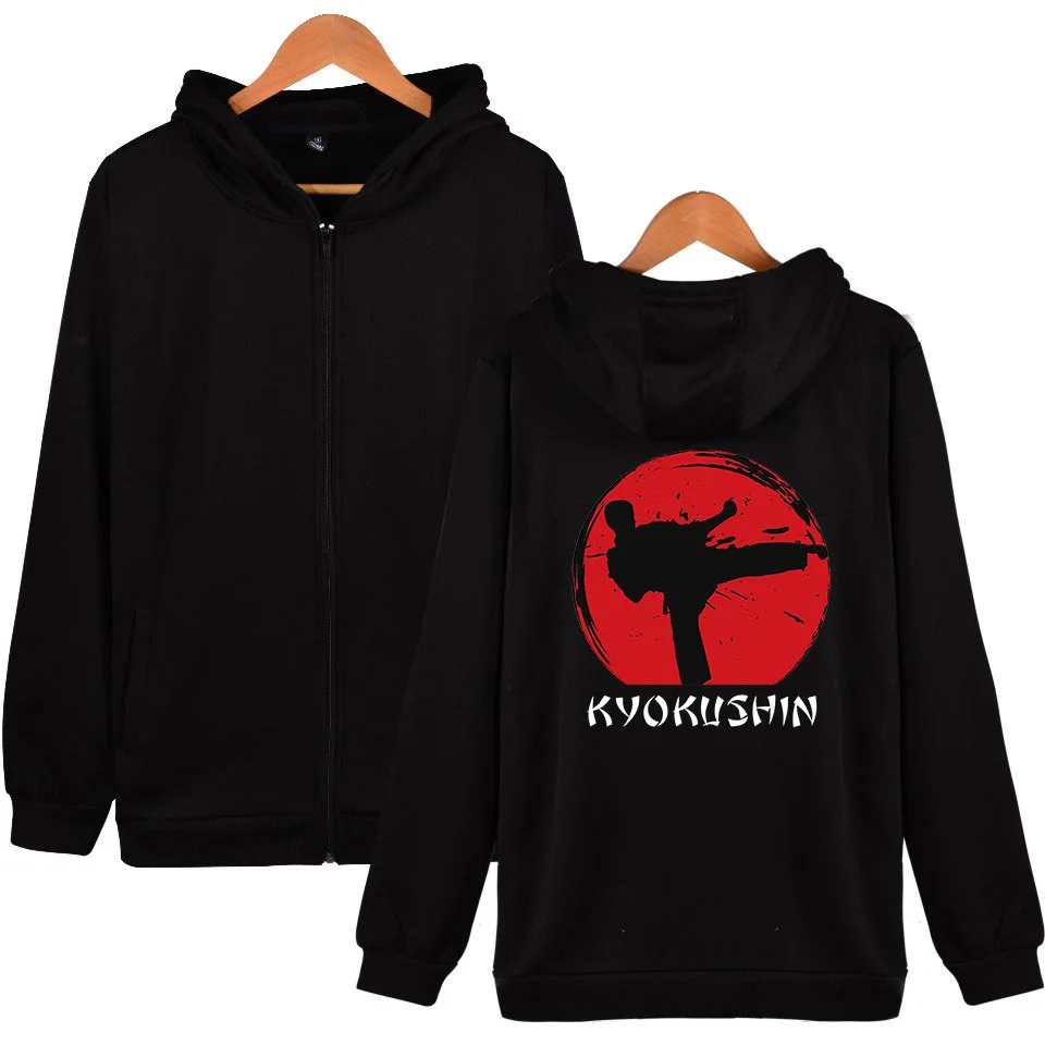 Kyokushin Karate Men's Hoodie with Pocket Hooded Sweatshirts Zipper Jackets Men Fleece Streetwear Warm Tracksuit Poleron Hombre