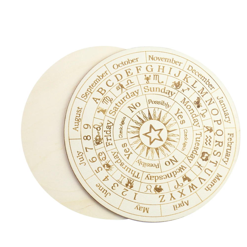 Image 4: Planche à pendule de Divination en bois, douze Constellations, signe, décoration de maison, étoile, soleil, lune, autel, panneau d'affichage, dessous de verre de méditation, artisanat