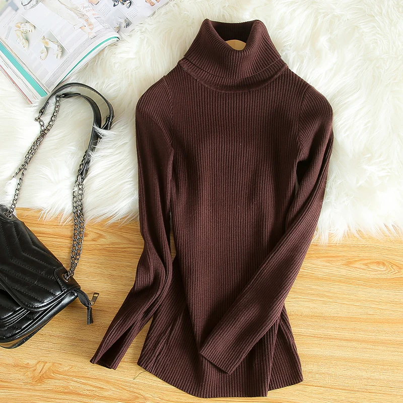 Women Pullover Cashmere Wool Sweater 2020 New Turtleneck Elasticity Sweater Female Warm Soft Basic Jumper Solid Slim Pull Femme