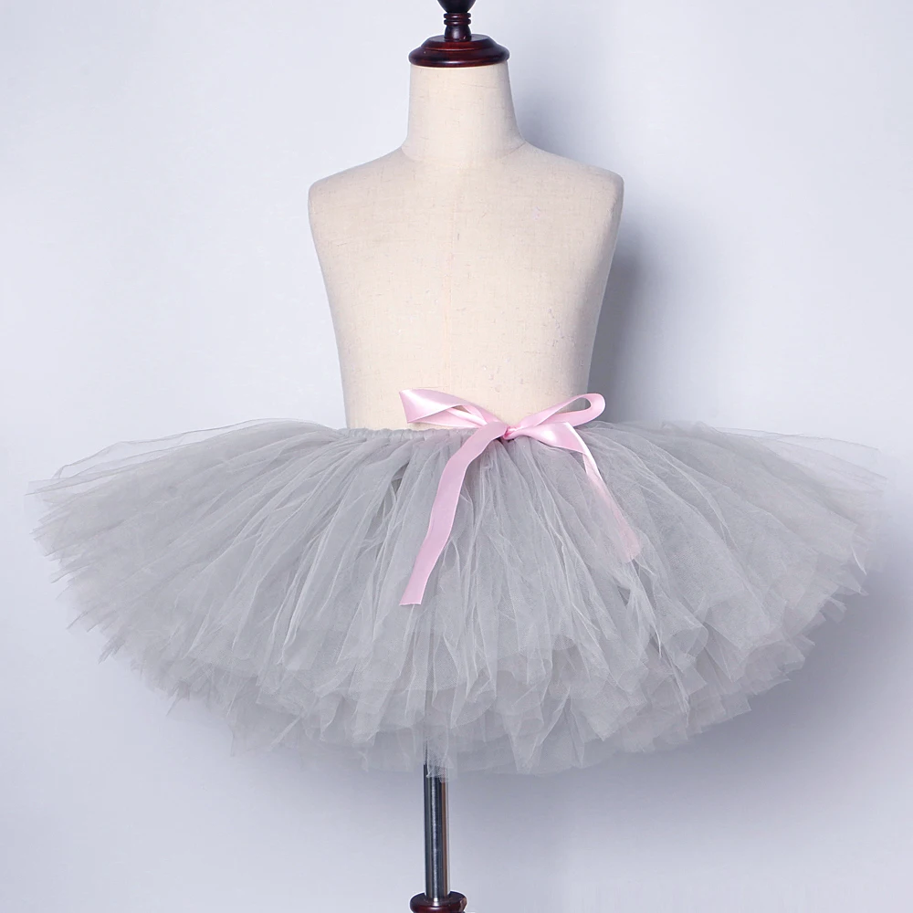 Gray Mouse Tutu Skirt Outfit for Baby Girls Animal Halloween Tutus Costumes for Kids Toddler Shoot Prop Birthday Tulle Skirts