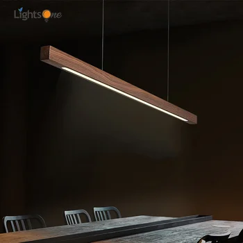 Schwarz nussbaum esszimmer anhänger licht Nordic esstisch bar büro einfache log lange streifen anhänger lampe