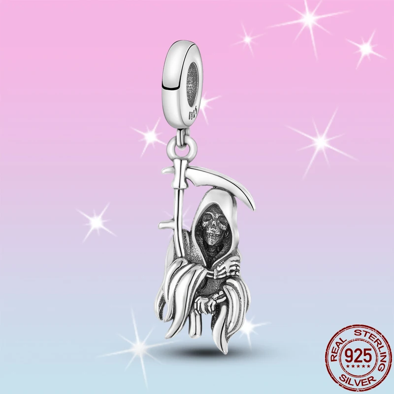 

HOT SALE 100% 925 Sterling Silver God Of Death Charm Beads Fit Original Pandora Bracelet Pendant Necklace Jewelry