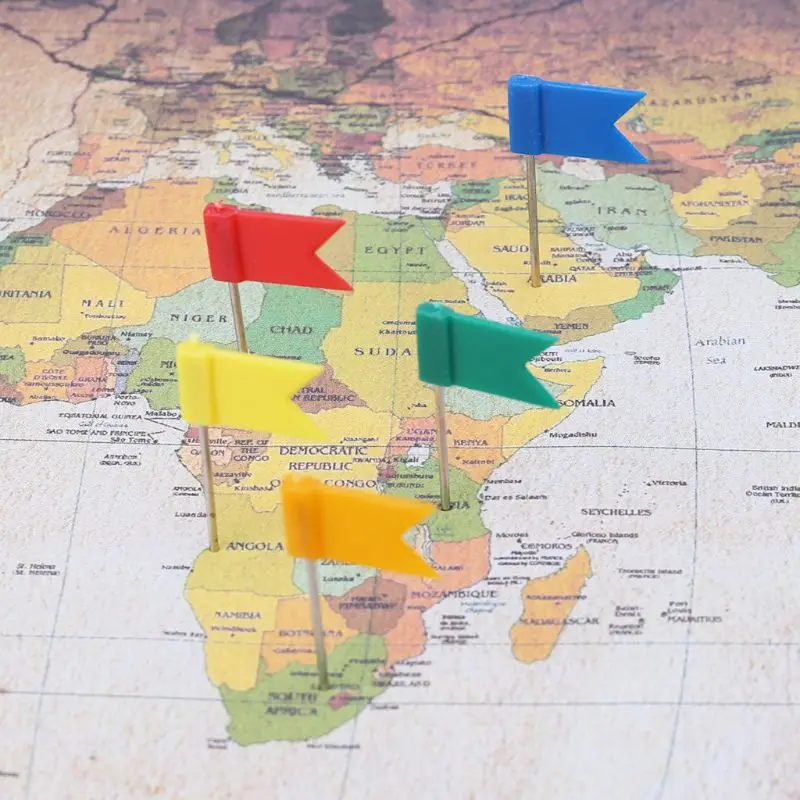 코르크 보드지도 마커 압정 핀 사무용품, 멀티 컬러 플래그 모양의 푸시 드로잉 핀, 160 개