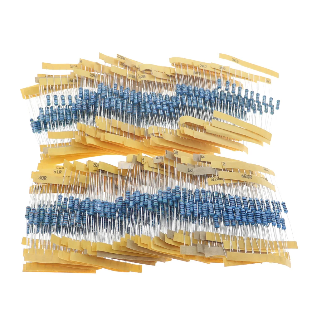 1100Pcs 110Values 0.5W (0.1 ohm -10M) 1/2W Metal Film Resistors Assortment kit set DIY sample pack