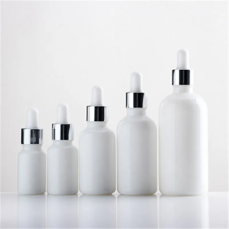 10 قطعة 10 مللي 15 مللي 20 مللي 30 مللي 50 مللي 100 مللي لؤلؤة بيضاء الزجاج زجاجة زيت طبيعي زجاجات مصل زجاجة تعبئة مستحضرات التجميل مع قطارة