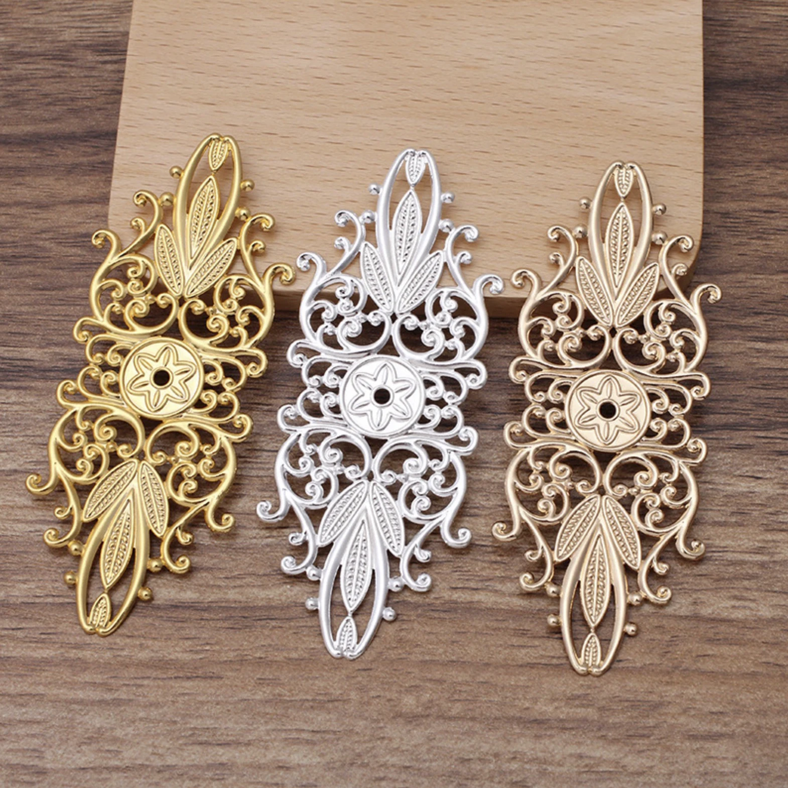 REGELIN Vintage Retro Copper Flower Charms Pendant Jewelry Findings 10pcs/lot 35x87mm DIY Fashion Jewelry Handmade Material