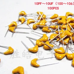 100pcs Multilayer Ceramic Capacitor 50V (100~106) 10pF~10uF 102 103 104 105 39 820pF 1 22 33 47 56 68 100 NF 0.01 0.1 UF P5.08mm