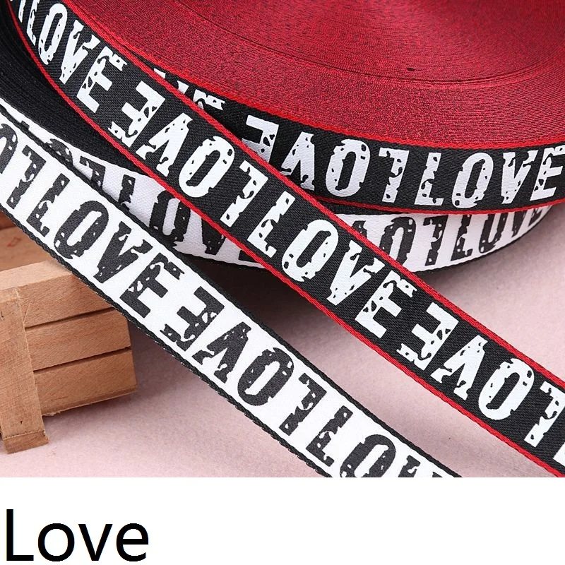 2M Black Red Love Letter 20mm Printing Stripe Ribbons For DIY Decorative Crafts Grosgrain Ribbons Sewing Accessories Smile Face