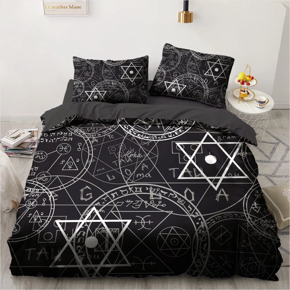 3D Duvet Cover Set Queen/King/Europe/Custom,luxury Bedding Set,Quilt/Blanket Cover Set,Bedclothes octagonal star magical