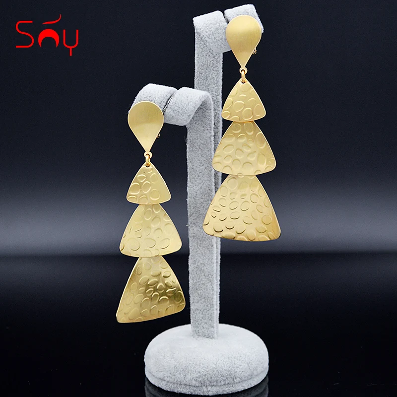 Sunny Jewelry Hanging Triangle Earrings Long Drop Dangle Earrings For Women Girls For Party Wedding Birthday Trendy Jewelry