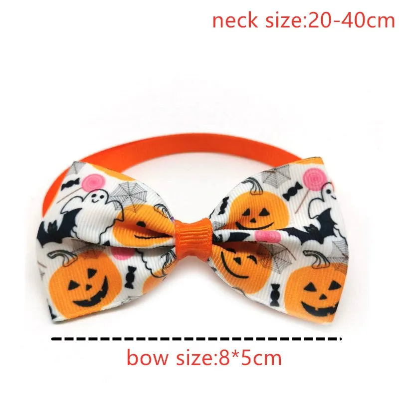 50/100pcs Pet Dog Halloween Products Bow Ties Pumpkin Skull Style Dog Puppy Bowtie  Pet Supplies Dog Ties