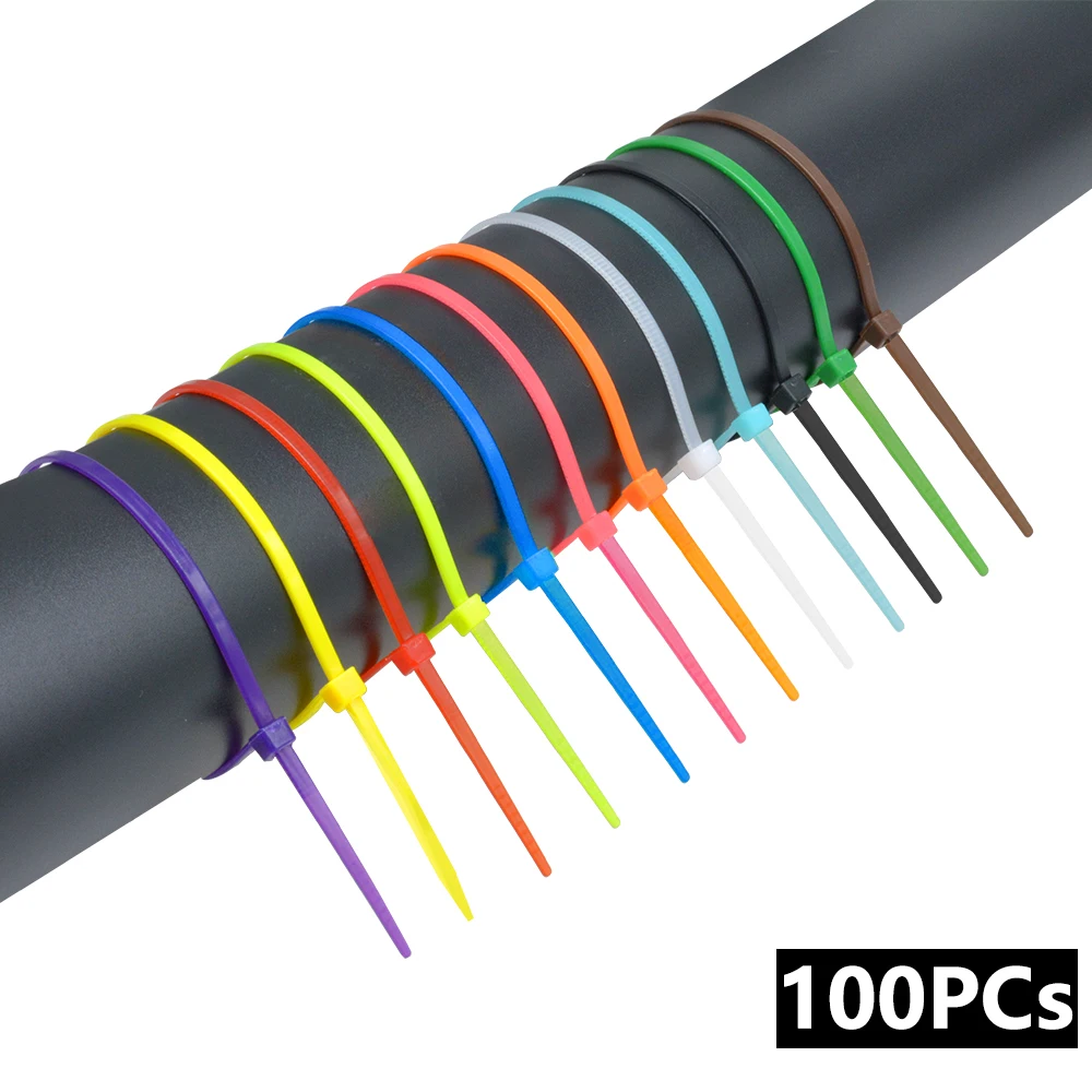 

100PCs/lot 8 Colors 100mm 2.5MM Nylon Cable Ties Self-Locking Strong Cable Plastic Zip Tie Wire Binding Wrap Straps