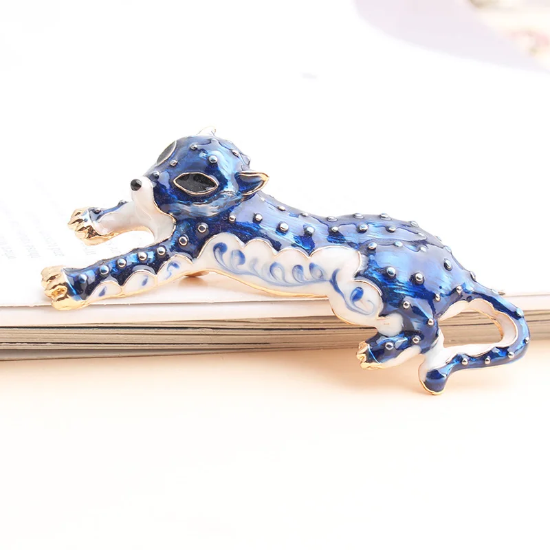 Pomlee Enamel Leopard Brooches For Women Animal Yellow And Blue Broches Fashion Bijouterie Broche Femme Bijoux De Luxe