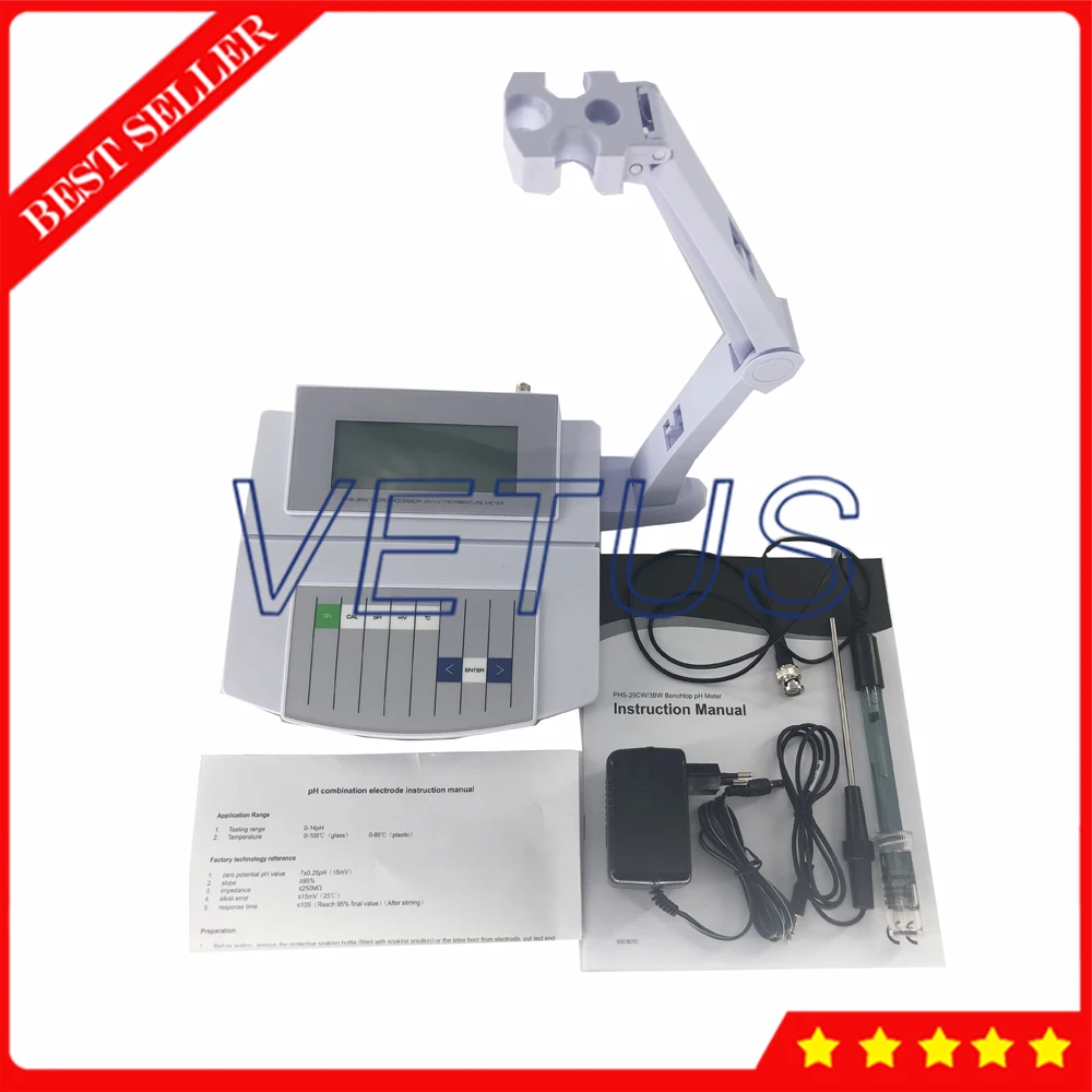 PHS-3BW Laboratory pH mV Meter Temperature Tester Monitor With Temperature Compensation Function Accuracy 0.01pH