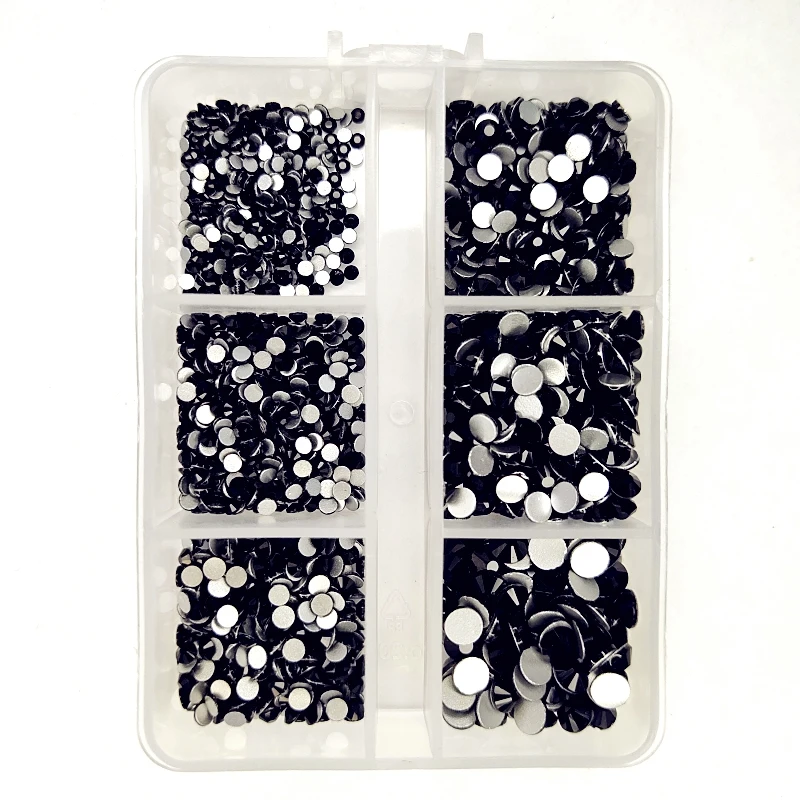 Black 3D Super Glitter Crystal Nail Art Rhinestones s3-s40 Flatback Non Hot Fix Rhinestones Glue On Nail Art Decorations