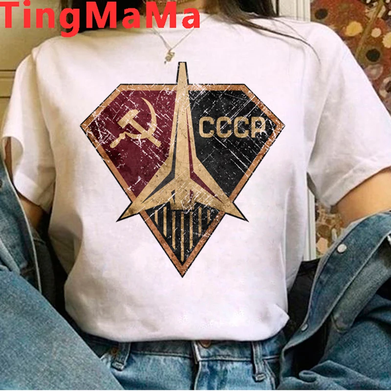 女性のためのロシアのグラフィックtシャツ,宇宙ロケットスタイルのtシャツ,女性のためのヒップホップスタイルのtシャツ