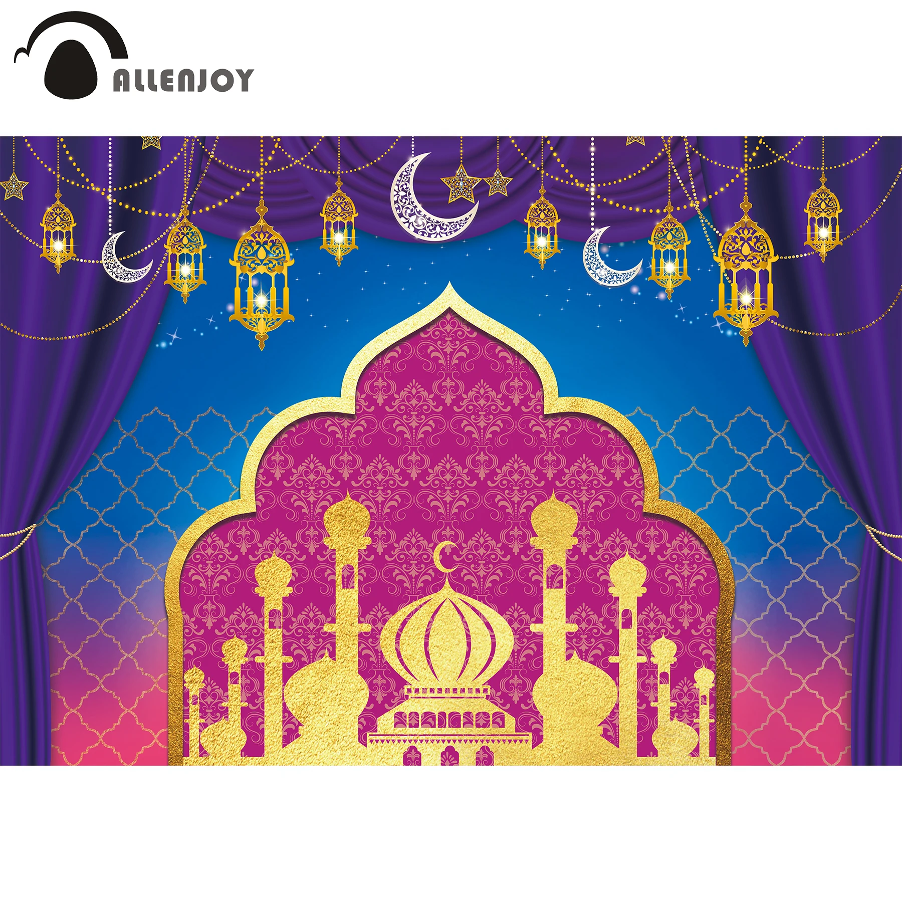 

Allenjoy Aladdin Magic Theme Backdrop Arabian Birthday Party Decor Banner Indian Ramadan Kareem Photography Photobooth Props