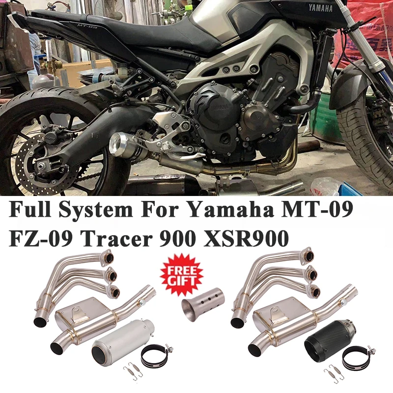 For Yamama MT-09 FZ-09 Tracer 900 XSR900 Motorcycle GP Full Exhaust Escape Modify Front Link Pipe Muffler Carbon Fiber DB Killer