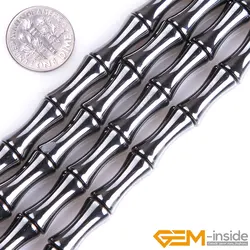 Natual Stone Black Magnetic Hematite Bamboo Loose Accessorries Beads For Jewelry Making Strand 15 Inches DIY Gifts Fow Men Women