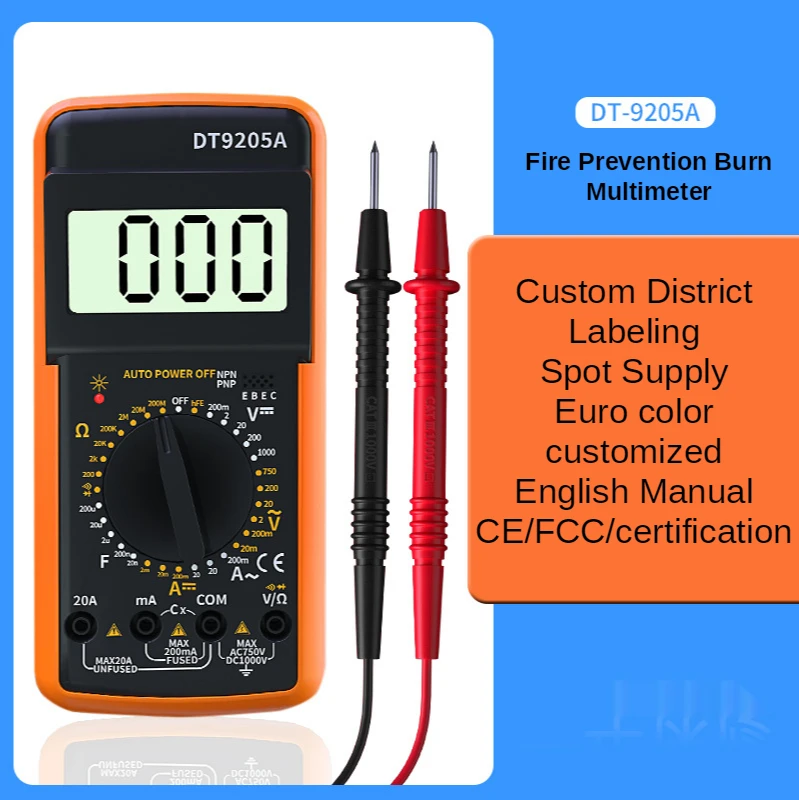 

Индивидуальный портативный мультиметр DT9205A, электронный цифровой дисплей, мультиметр, высокоточный и высококачественный цифровой мультиметр