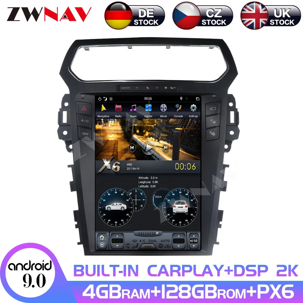 Android 9 128G Player GPS Navigation For Ford Explorer 5 2011-2019 Tesla Style Head Unit Car Multimedia Player Radio DSP Carplay