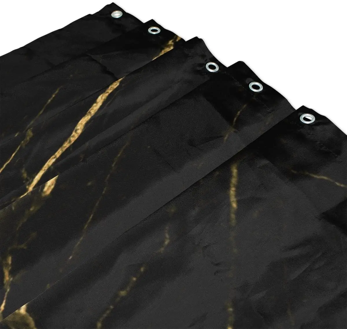 Black Gold Marble Shower Curtain Waterproof Polyester Bath Curtian with Hooks