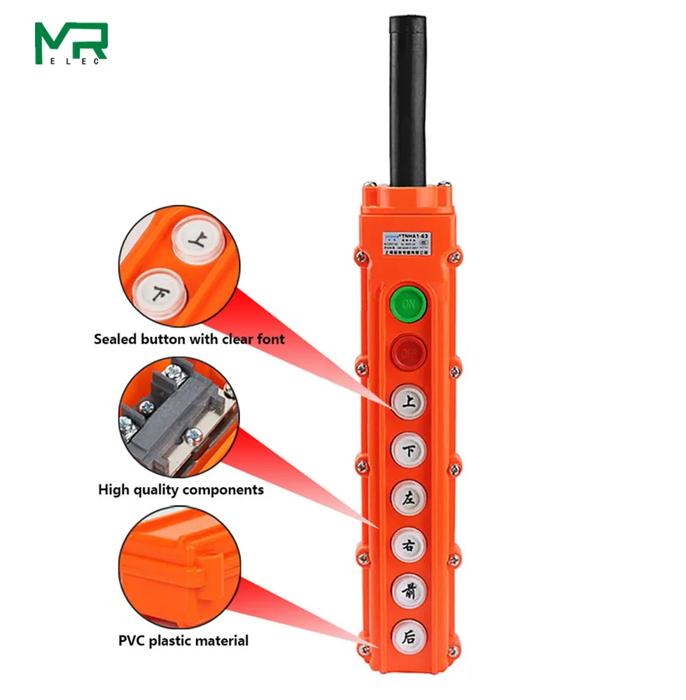 COB-61A COB-62A COB-63A COB-64A Przeciwdeszczowy przełącznik sterowania dźwigiem przycisk podnoszenia uchwyt operacyjny wciągnika elektrycznego