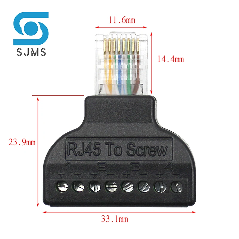 RJ45 Male to 8 Pin AV Screw Terminal Connector Screw Adapter Block Cable Network Plug Ethernet for CCTV Digital Internet plug