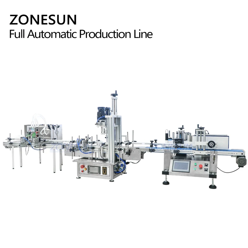 Zonesun máquina de produção para enchimento e encapsulamento de líquidos, automática, para rotulagem, garrafa de óleo, sabonete líquido, bebida, suco, água, vinho