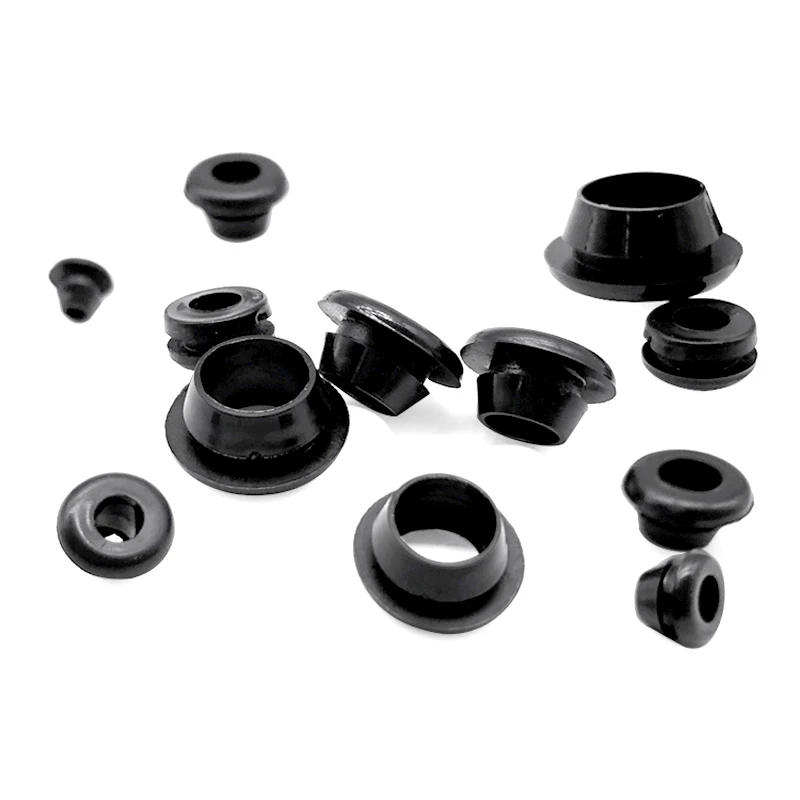 Black 4.5mm-30mm Rubber Snap-on Grommet Hole Plugs End Caps Bung Wire Cable Protect Bush