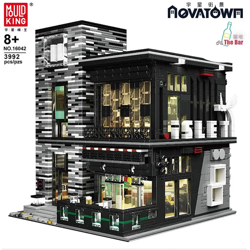 

MOULD KING Streetview Luxury lighting PUB and Restaurant Assembly Building Blocks Toys Gifts for children 16042