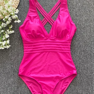 Sexy swimsuit for women, crossed bandage, back -free bath, monokini push up female, bath clothes, beach bath, 2022 12 Main Sales May Black - №4