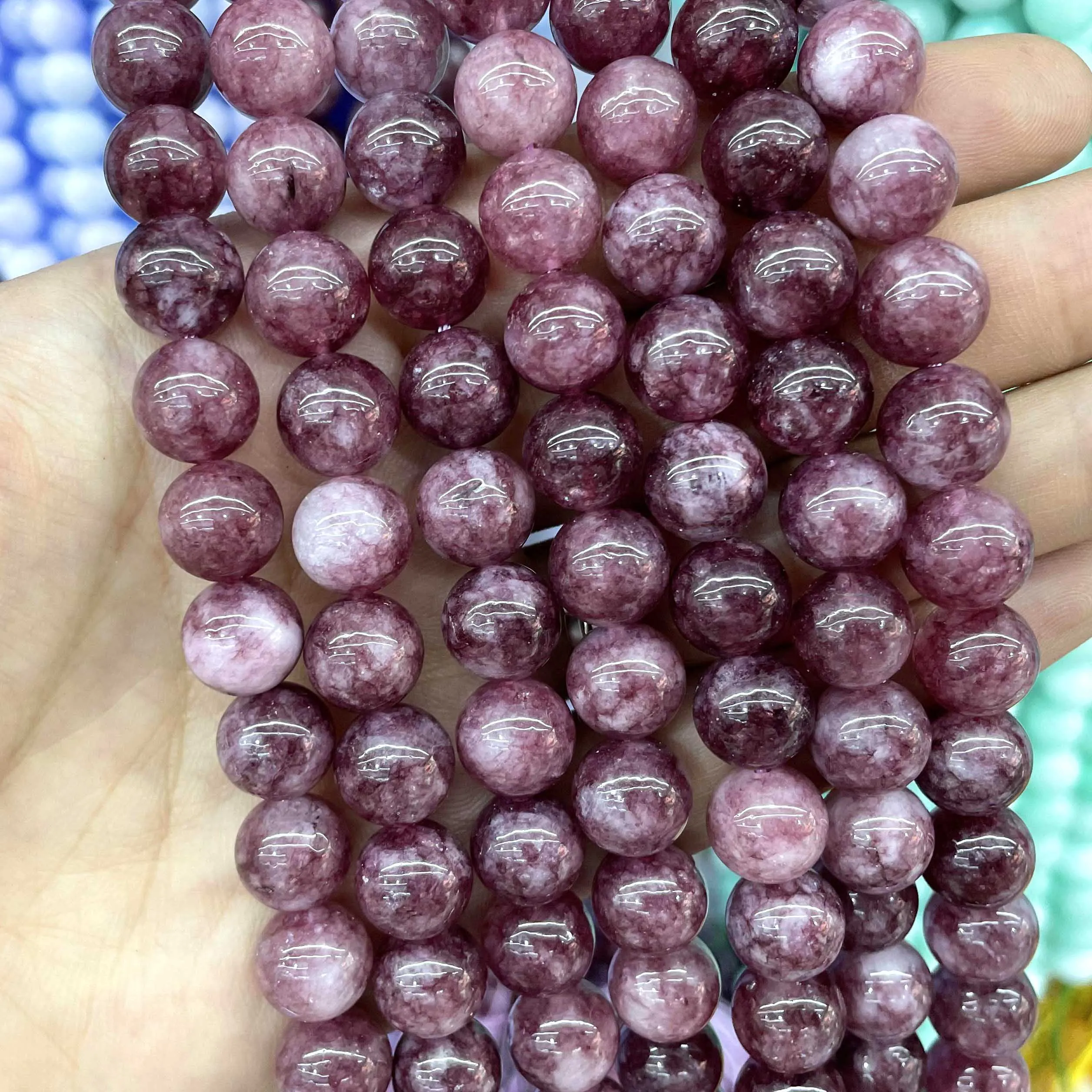 6 8 10mm Natural Lepidolite Chalcedony Stone Round Spacer Loose Beads For Jewelry Making DIY Bracelets Necklace Accessories