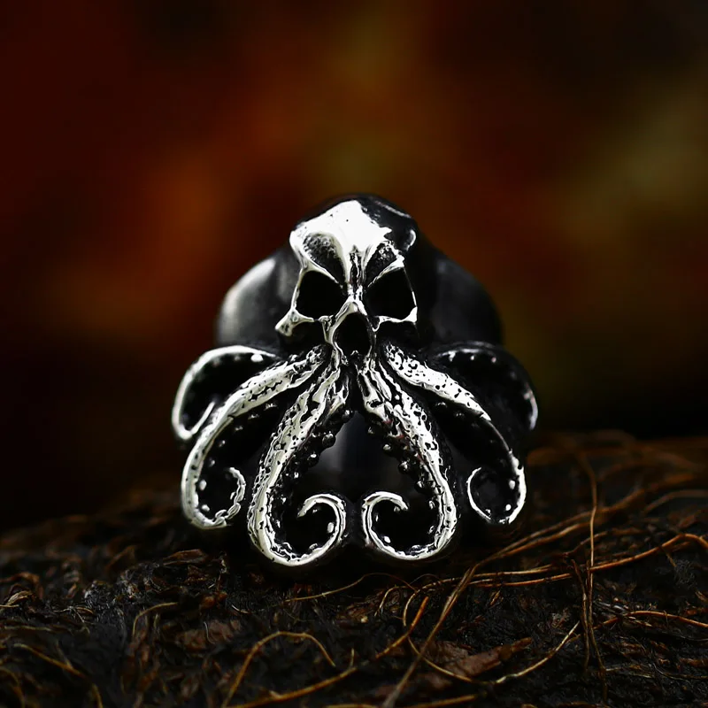 BEIER Stainless Steel Antique Fashion Men Rings Skull Octopus Gemstone Animal Retro Punk Gothic Biker Jewelry Wholesale