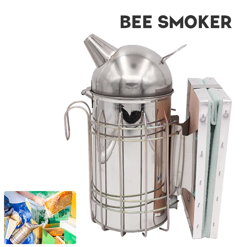 Stainless Steel Manual Bee Hive Smoker Transmitter Kit With Galvanized Sheet Beekeeping Tool Apiculture Smoke Sprayer or a bomb